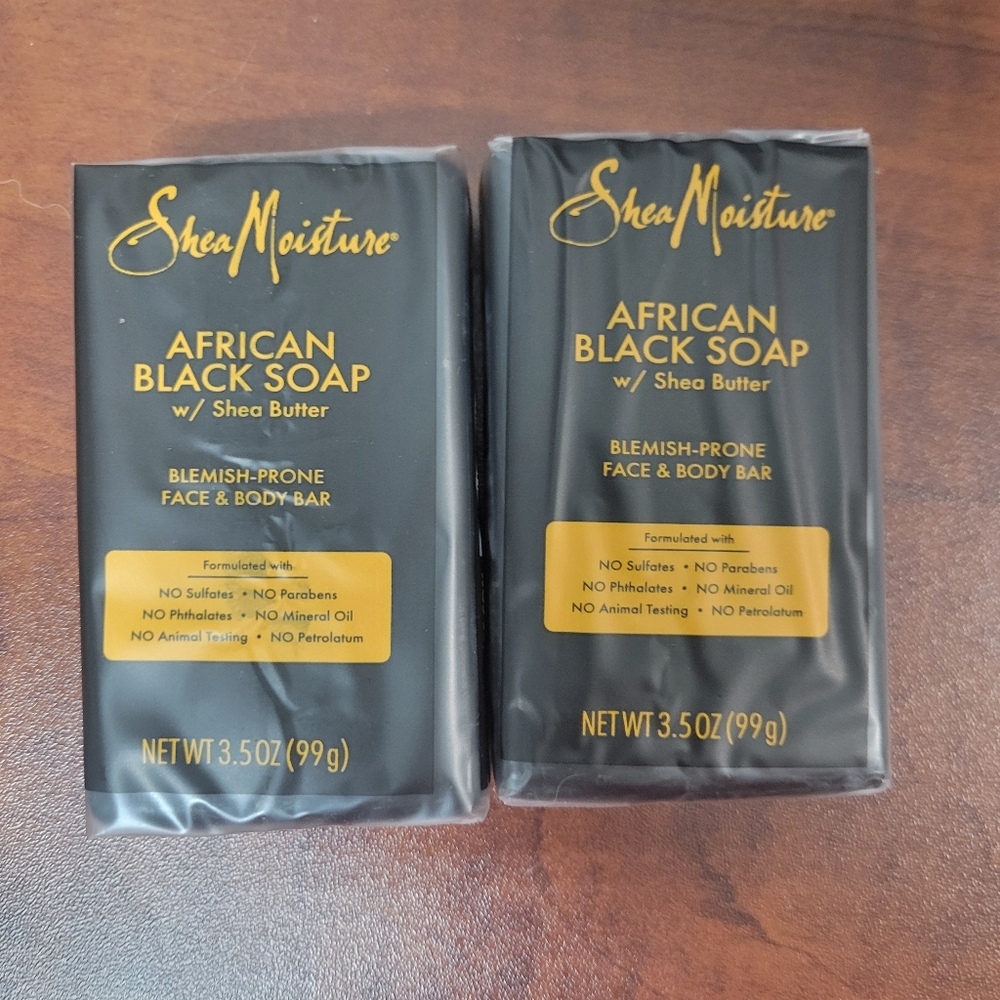 SheaMoisture African Black Soap with Shea Butter 2 Bars Nwt
